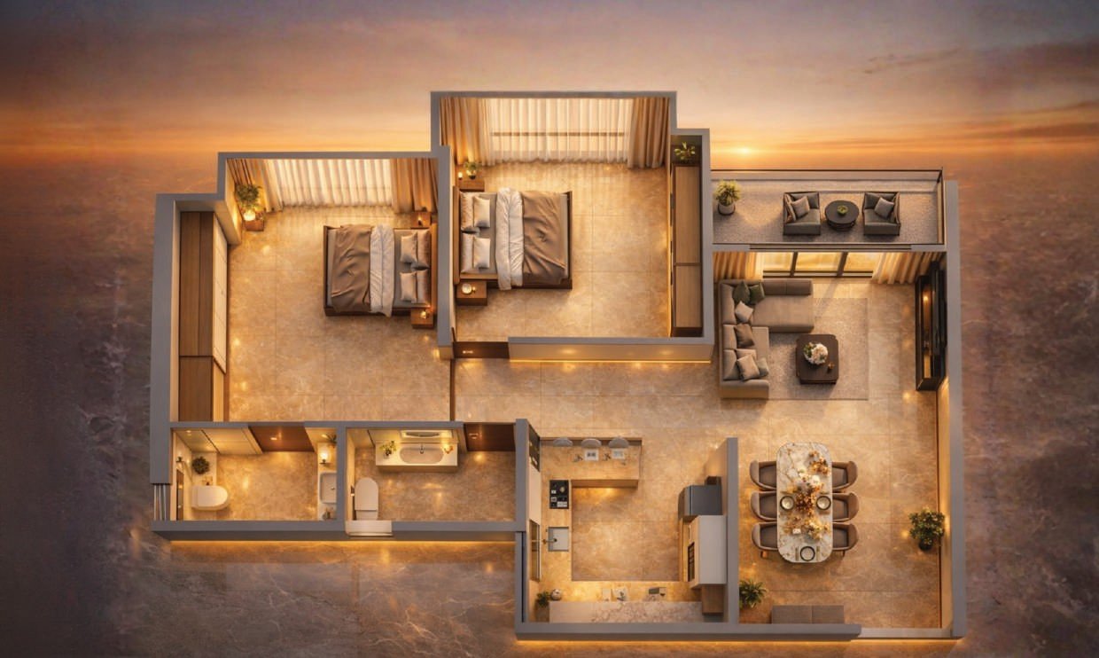 Typical 2 BHK Residence at Codename Blue Vista