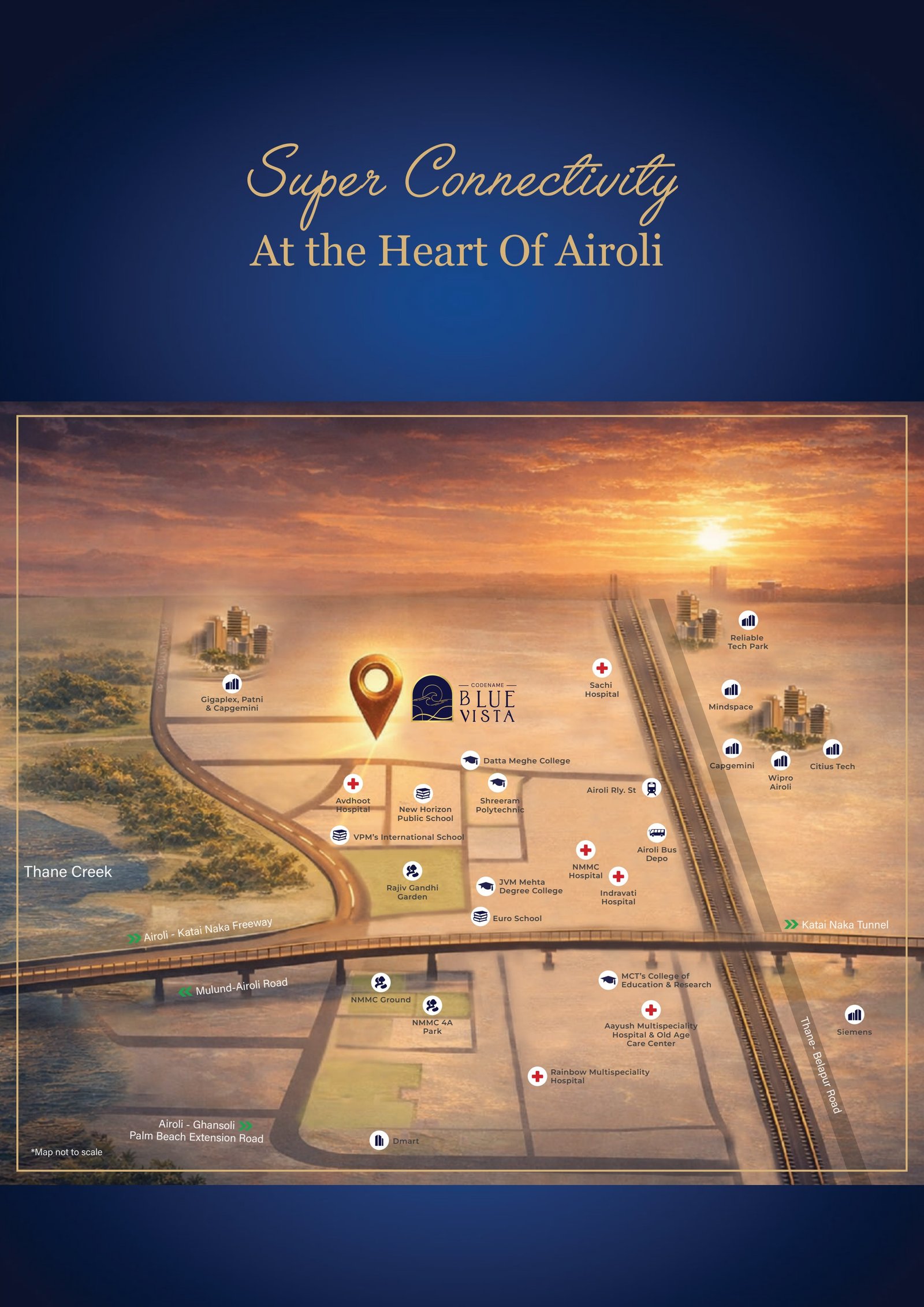 Location map of Codename Blue Vista in Airoli